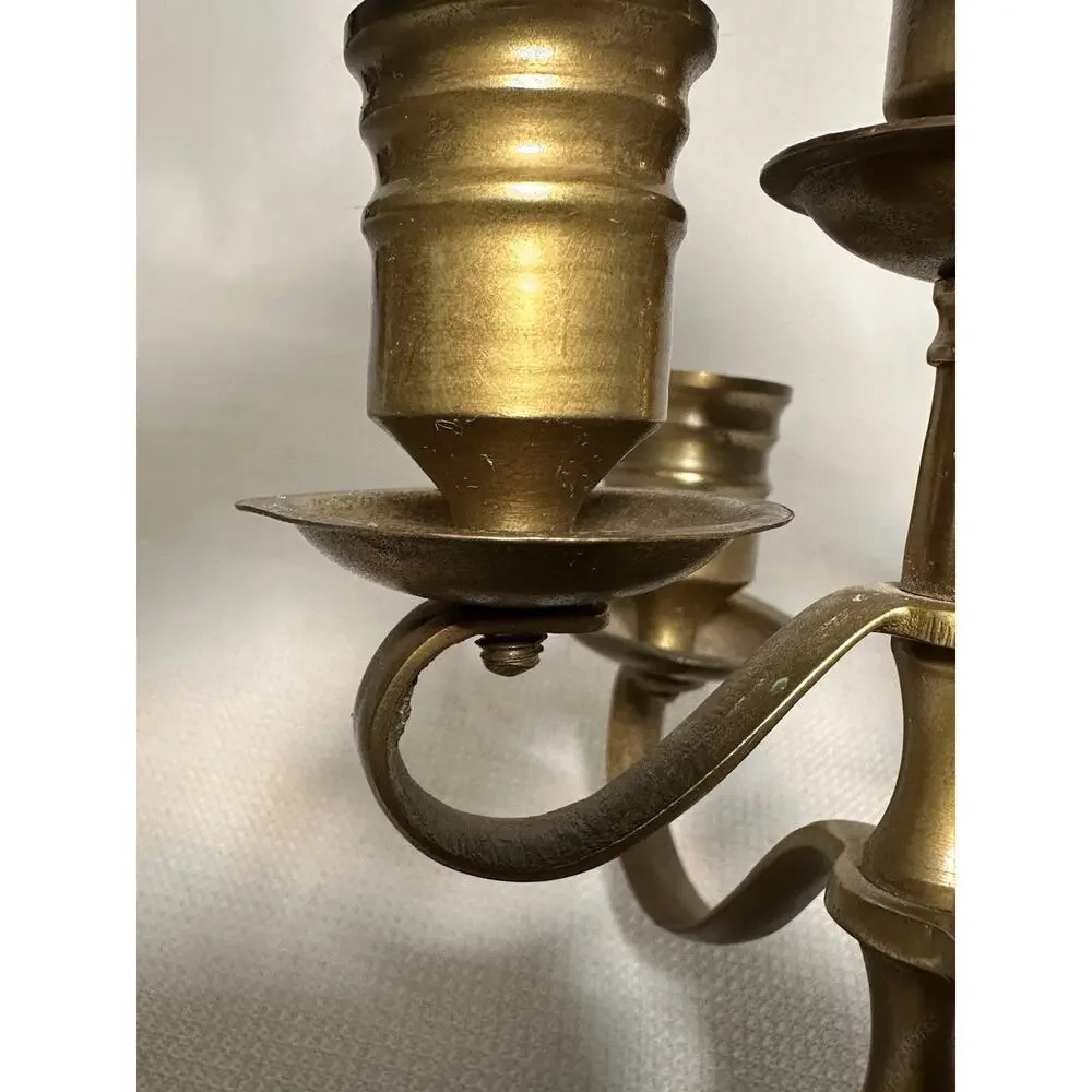 Solid Brass Candle Holder 5 Arm Vintage
